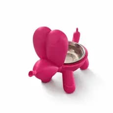 Comedouro Pet Balão Rosa Divertido para Cães e Gatos - Com Tigela de Aço Inox, Prático e Moderno