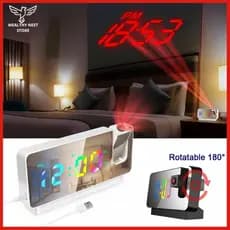 Relógio Digital Projetor Com Alarme Temperatura LED e Espelho USB – Ideal para Mesa e Quarto