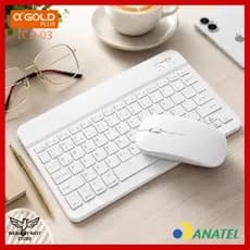 Kit Teclado + Mouse Sem Fio Bluetooth Silencioso para PC Notebook Tablet iPad - Compacto E Prático