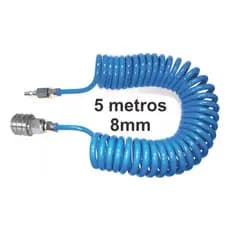 Tubo Espiral, Mangueira Espiral Pu 5 Metros 8mm Com Conexões