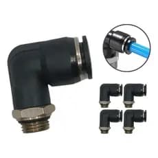 Conexão Pneumática Cotovelo 10mm x 1/2" BSP – Alta Vazão e Vedação com O’ring (Kit com 5 Peças)