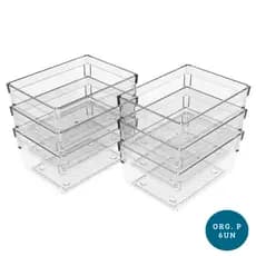 Kit 6 Organizadores Pequeno Geladeira Gaveta Armario
