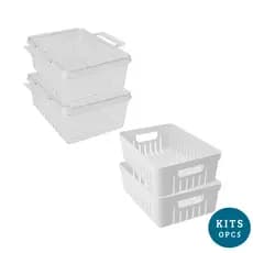 Kit Geladeira - 2 Potes com Tampa e 2 Cestinhas