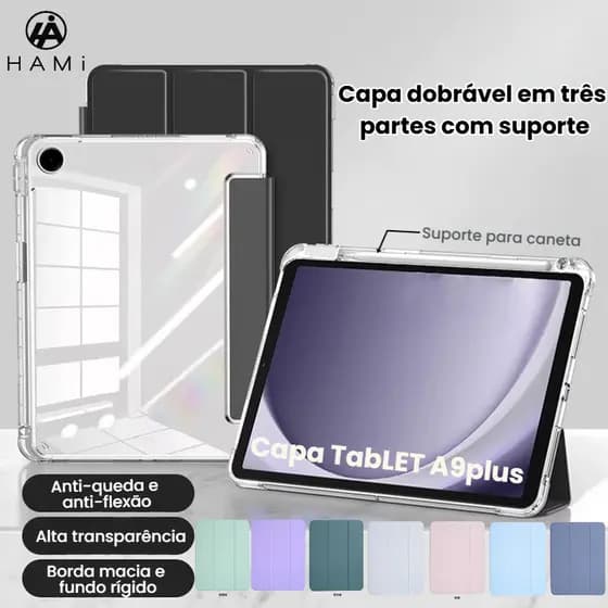 capa  transparente Compatível com tablet A9plus ,suporte para caneta e função de descanso automático
