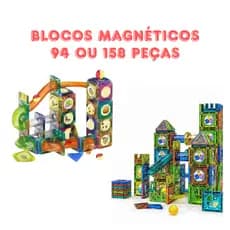 Blocos Montar Magnético 94 ou 158 Peças STEM Brinquedo Desenvolvimento Infantil Presente Natal