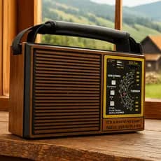 Rádio Retro Am Fm Recarregável Cartão Sd A Pilha E Tomada Aux P2 Bivolt Portátil Pesca Escritório