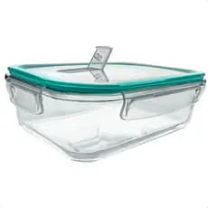 Pote Hermético Vidro 1040Ml Para Alimentos Temperado Anti Vazamento 4 Travas Retangular