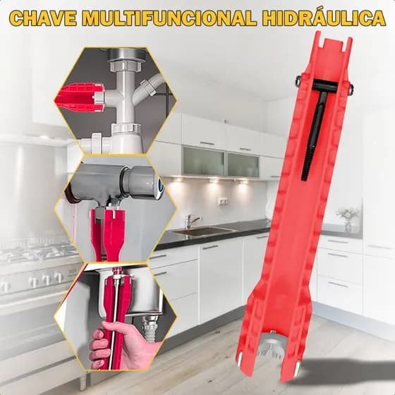 Chave de Grifo Inglesa Universal Hidráulica Ferramenta Multifuncional 8 em 1 Pia Torneira Cano