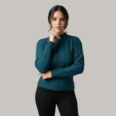Blusa Feminina Tricô Copa do Mundo Frio Outono Inverno Manga Bufante Trançada Malha Tricot