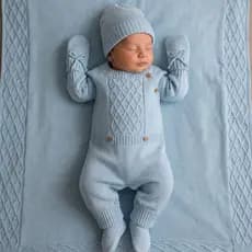 Kit Roupa Bebê RN Saída Maternidade 4 Peças Luxo Macacão Manta Touca Luvas Recém Nascido Presente Chá de Bebê