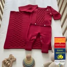 Roupa Infantil Bebê RN Saída Maternidade Menino Menina Presente Chá de Bebe Enxoval em Tricot