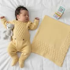 Roupa Infantil RN Bebê Saída Maternidade Tricô Luxo Recém Nascido Enxoval Presente Chá de Bebê