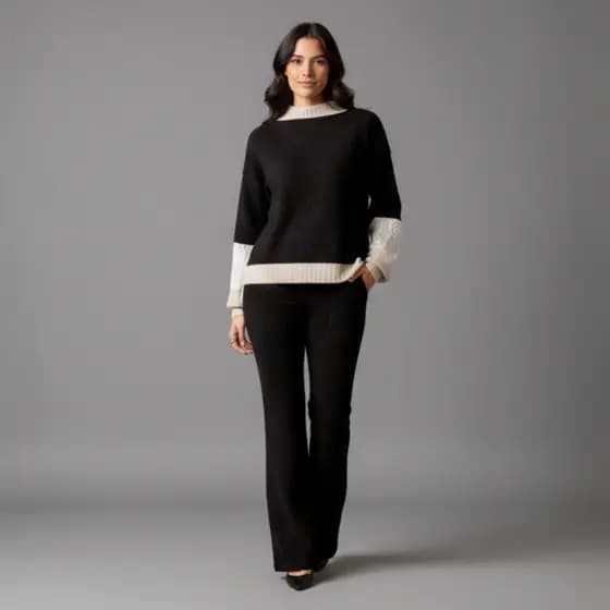 Conjunto Feminino Mousse Blusa Oversized e Calça Flare Fashion Moda Presente Casual Elegante