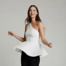 Blusa Peplum Feminina Regata Tricot Nula Manga Bata Babado Verão Modal Tricô