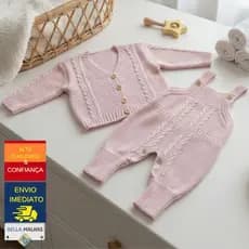 Conjunto Infantil Menina 2 Peças Bebê RN Saída Maternidade Tricot Luxo Enxoval Recém Nascido Presente Chá de Bebê