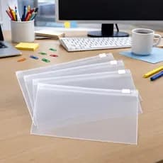 Kit 100 Estojo PVC 22x9cm Zip Zap  Transparente Várias Cores