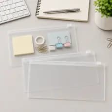 Kit 100 Estojos Zip PVC Cristal Transparente 21x12cm Organizador Multiuso Necessaire Acessórios