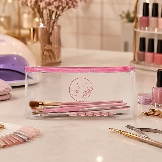 Kit 100 Estojos Zip Personalizados PVC 22x9cm Silk 1 Cor Zíper Colorido Lápis Manicure