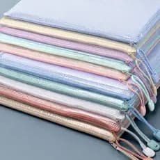 Kit 6 Bolsas de Documentos de Malha Transparente, Organizador de Papéis para Escola e Escritório