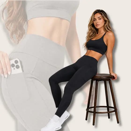 Calça Legging com Bolso Lateral Legging Academia Cintura Alta Legging Zero Transparência Power