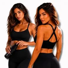 Top Academia Feminino Com Bojo Removível Fitness Cruzado