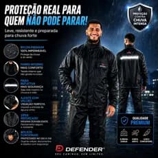 Conjunto Capa de Chuva Moto Impermeável Nylon Forrado Refletivo