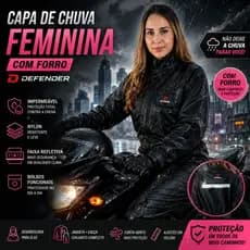 CAPA DE CHUVA NYLON FEMININA COM FORRO - DEFENDER
