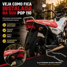Alça Traseira Quadrada Alongada Honda Pop 110 110i 2016 a 2026