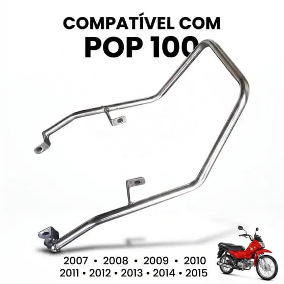 Alça Esportiva Super Alta alongada Quadrada Pop 100 2007 a 2015 cromada JC Maxi