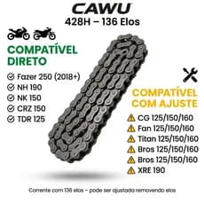 Corrente de Moto Fazer 250 (2018+)NH 190/  NK 150/ CRZ 150/TDR