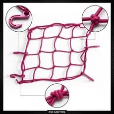 Rede Elástica Para Capacete Moto Bagagem 35x35 6 Ganchos Rosa