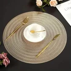 Jogo Americano Dourado Mesa Jantar Luxo Redondo Sousplat