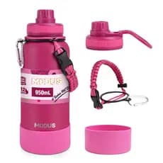 MODUS Garrafa Térmica 1 Litro Esportiva De Aço Inoxidável Com Isolamento A Vácuo com Base Emborrachada