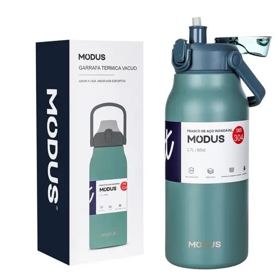 MODUS Garrafa Térmica De Viagem Inox 1700ml Com Isolamento A Vácuo Água Para Café Água Com Alça