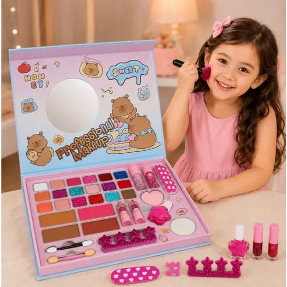 Kit Maleta Maquiagem Infantil Capivara Completo com Espelho