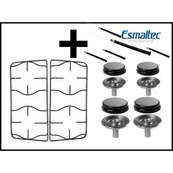 Queimador + Espalhador + Grelha Esmaltec Agata 4 Bocas + 2 agulha