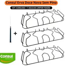 Kit 3 Grelhas Para Fogão Consul Erva Doce Nova Sem Pino alecrim + 2 agulha