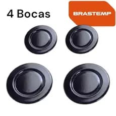 Kit Jogo 4 Bocas Espalhador Tampinha Tampa Brastemp Eva Erva Doce Preto Esmaltado Novo