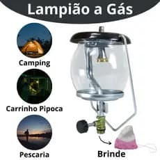 Lampiao A Gas Vidro Para Camping Barraca Pesca Com Camisinha