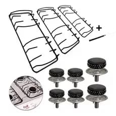 Kit , Queimador espalhador e grelhas Fogão Esmaltec veneza bali 6 Bocas + 2 agulha