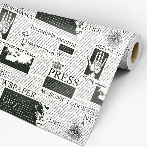 Adesivo De Parede Jornal - Papel De Parede Adesivo Estampa De Jornal - Papel De Parede Auto Colante Jornal 0,72m²