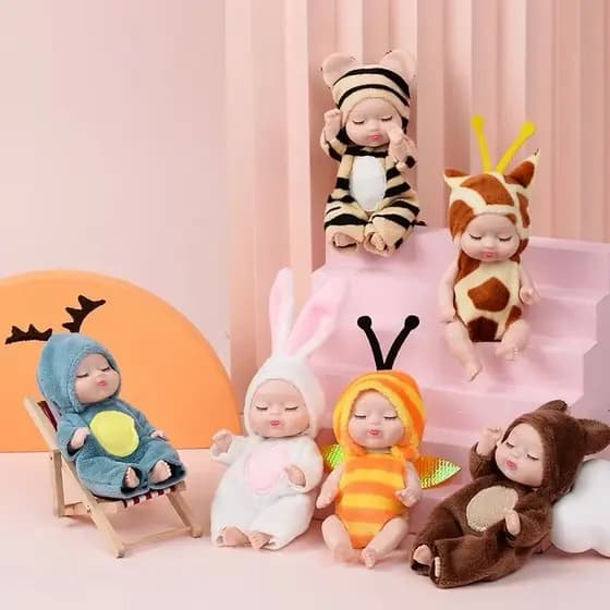 Kit Com 12 Mini Bonecas Dormindo Doll Lovely Bebê Dormindo Brinquedo Infantil Fofo Modelos Sortidos