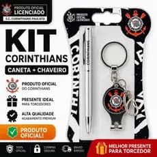Kit Caneta + Chaveiro Cortador Corinthians Oficial - Presente Premium Torcedor Corinthiano