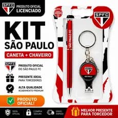 Kit Caneta e Chaveiro Cortador Metal Oficial São Paulo – Presente Perfeito para Torcedor Tricolor
