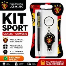 Kit Caneta e Chaveiro Cortardor Metal Oficial Sport Recife – Presente Perfeito  Torcedor Leonino