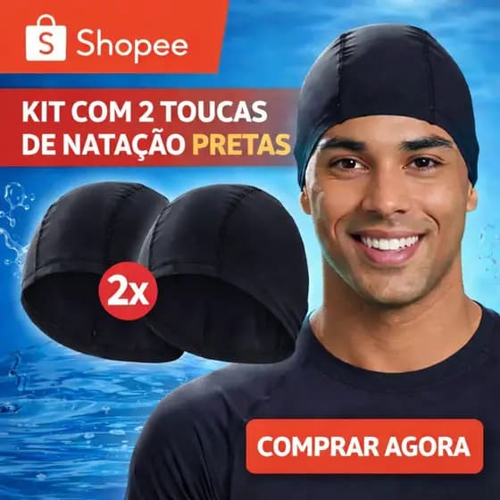 Kit 2 Toucas de Natação Profissional de poliamida  Preta Unissex para Piscina Hidroginástica Confortável Não Puxa Cabelo