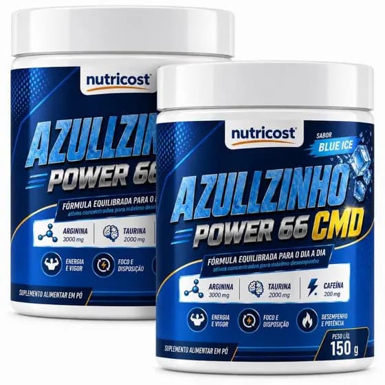 2 Azulzinho Power 66 CMD Performance Masculina I Vigor I 150g Sabor Blue Ice