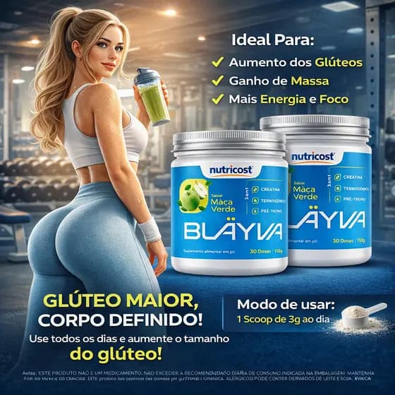 Blayva Termogênico - Pre Treino Em Pó 150g Sabor Maça Verde