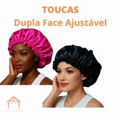Toucas de Cetim Dupla Face com Regulador Ajustável Anti Frizz Para Dormir