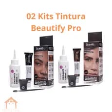 2 Kits Tintura Beautify Pro Kit para Sobrancelha Cílios e Barba 10ml com Oxidante